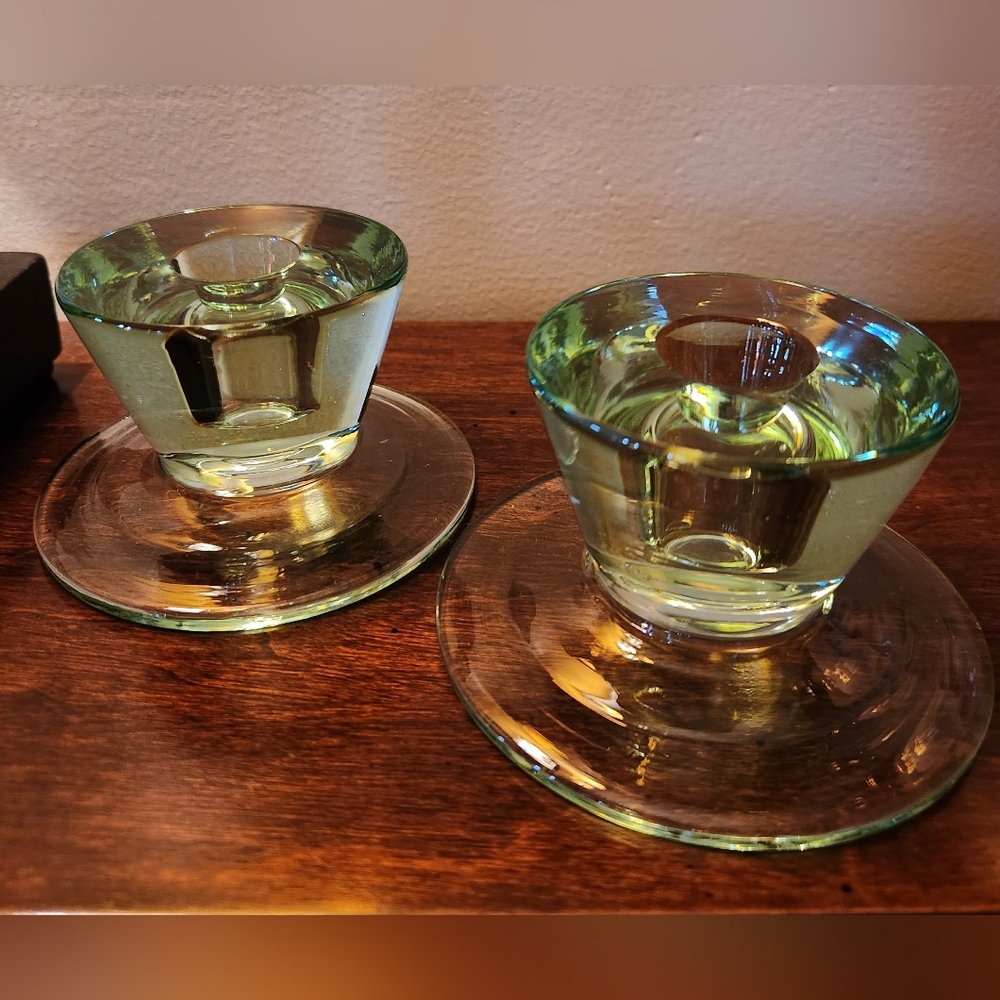 Simon Gate For Orrefors Green Glass Candleholders